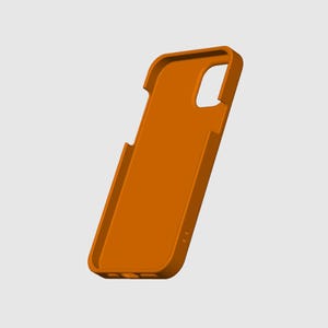 Może przedstawiać: Pomarańczowe etui na telefon z wycięciem na obiektyw aparatu.