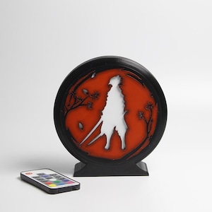 Samurai Rising Sun 3D Night Light LED Anime Lamp RGB Remote 16 Colors Japanese Decor Birthday Christmas Gifts