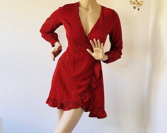 Vintage Y2K Red Polka Dot Mini Dress - IVIVI