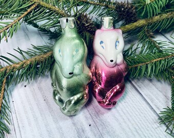 ヴィンテージガラスクリスマスオーナメント4個セット、ソビエト時代の