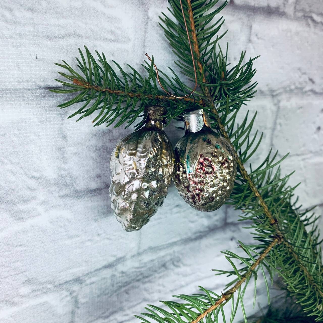 ヴィンテージガラスクリスマスオーナメント4個セット、ソビエト時代の