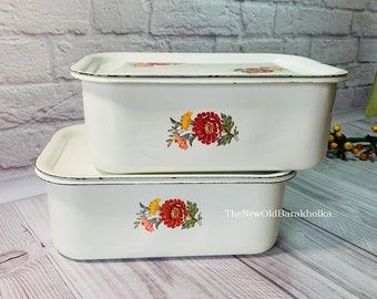 NOUVEAU moule de cuisson en émail blanc moyen soviétique, style français, cuisine, décor de ferme, plateau, batterie de cuisine ukrainienne, casseroles en émail