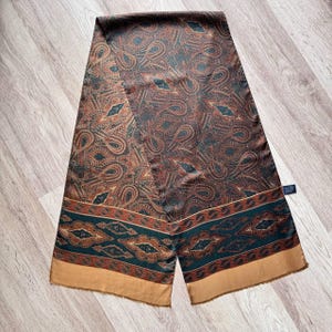 Men&#39;s Vintage Unilateral Aboriginal Psychedelic Scarf Original Retro Dark Brown Silk Necktie Mid Century Cravat Vintage Men Scarf Gifts