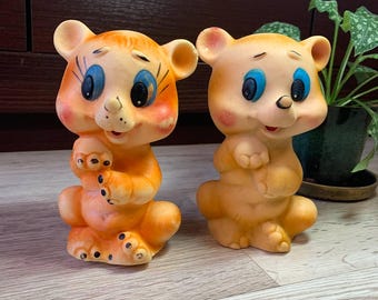 Vintage Rubber Toy Mouse Set, USSR Kid's Decor