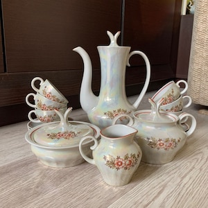 USSR Porcelain Vintage Espresso Coffee Set,Soviet Coffee Set,Retro Kitchen decor,Soviet porcelain service,Coffee Cup,Tea & Coffee set