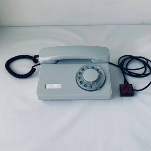 Vintage Phone, Gray Office Telephone, Desk Phone, Analog Tone Phone, Rotary Phone, Gray Rotary Phone, Old Dial Desk Phone,retro phone