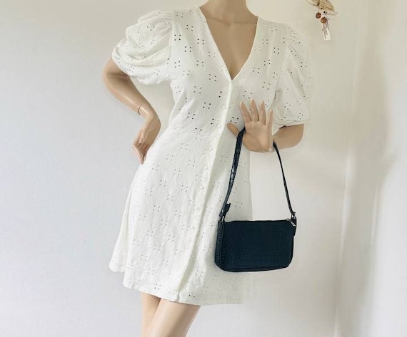Vintage 80s White Cotton Mini Dress - H&M Summer Dress - Etsy Israel