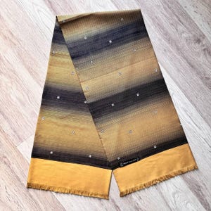 Vintage Men&#39;s Stunning Ornate Multi Colour Khaki Black Scarf Ornate Double Psychedelic Bohemian Silk Wool Feel Long Scarf Scarve Gifts