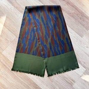 Men&#39;s Vintage Geometric Scarf Original Retro Green Geometric Silk Necktie Mid Century Cravat Scarf Ornate Double Psychedelic Feel Long Scarf
