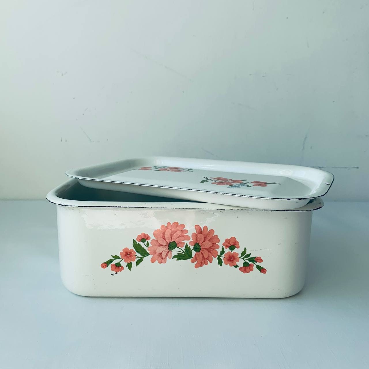 Enamel Food Containers Vintage Enamelware Containers With Lid Metal Box Food Storage Food