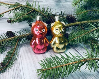 Vintage julgransprydnad i glas med björn: Julgransfigur i Sovjetunionen