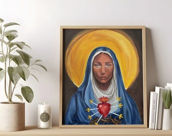 8x10 Portrait of Our Lady of Sorrows Painting | Fine Art Print | Catholic Wall Art | Living Room Painting