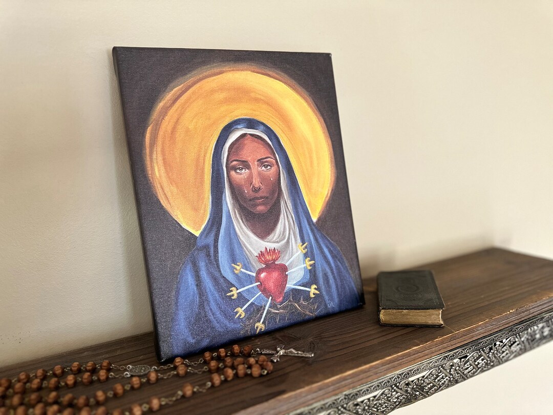 8x10 Portrait of Our Lady of Sorrows Painting | Fine Art Canvas Print ...