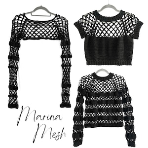Marina Mesh top / sweater - crochet pattern (raglan)