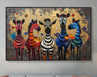 Dipinto a olio originale di cavallo su tela, grande arte murale astratta colorata di animali, dipinto personalizzato, arredamento di moda, arte per la cameretta dei bambini, regalo fatto a mano