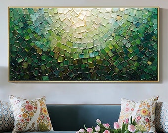 Abstract Green Oil Painting on Canvas Large Original Textured Emerald ...