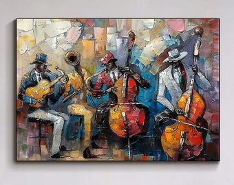 【2025年】エレガントファッションを上品に着 Abstract Jazz Music Oil Painting on Canvas Large Wall Art アート・デザイン・音楽