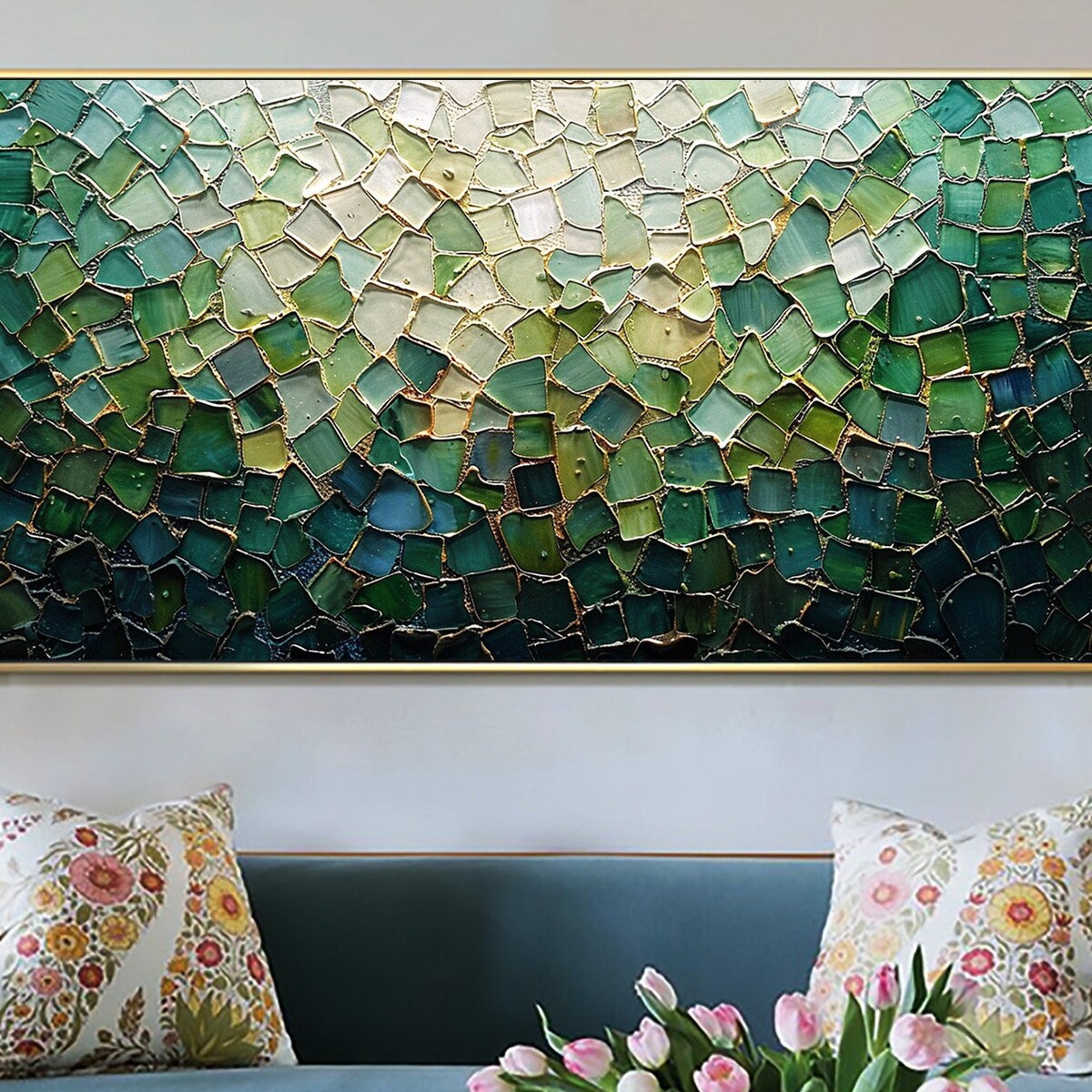Abstract Green Oil Painting