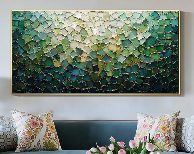 Abstract Green Oil Painting on Canvas Large Original Textured Emerald ...
