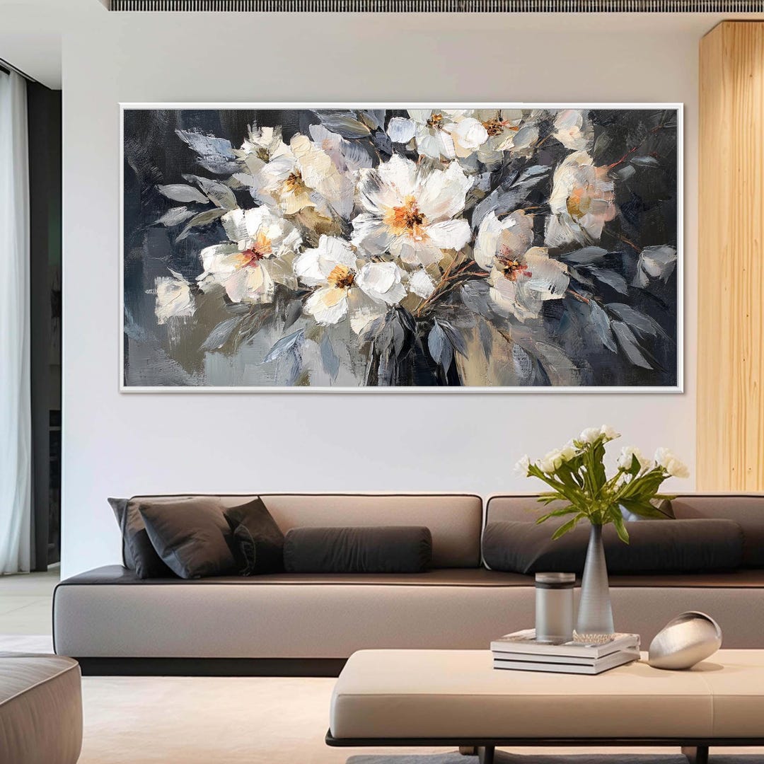 Large Original Flower Oil Painting on Canvas, Canvas Wall Art, Abstract ...