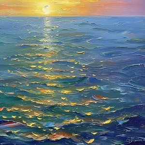 Tableau Peinture Abstraite Mer Paysage Multi-canvas - Art Mural Toile - Neuf UK