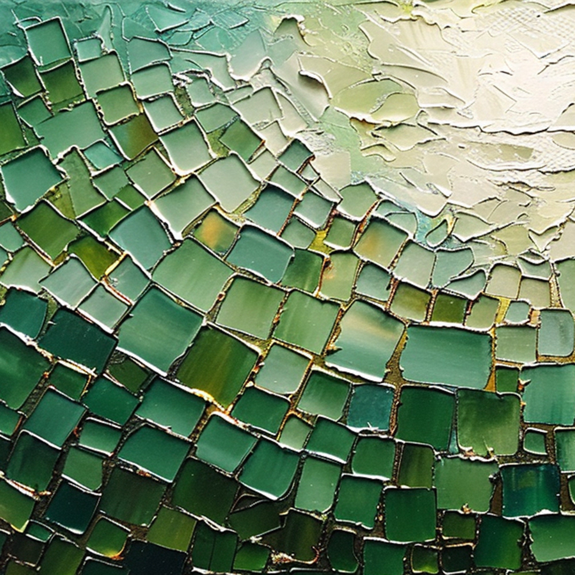 Original Green Oil Painting on Canvas, Large Abstract Textured Palette ...
