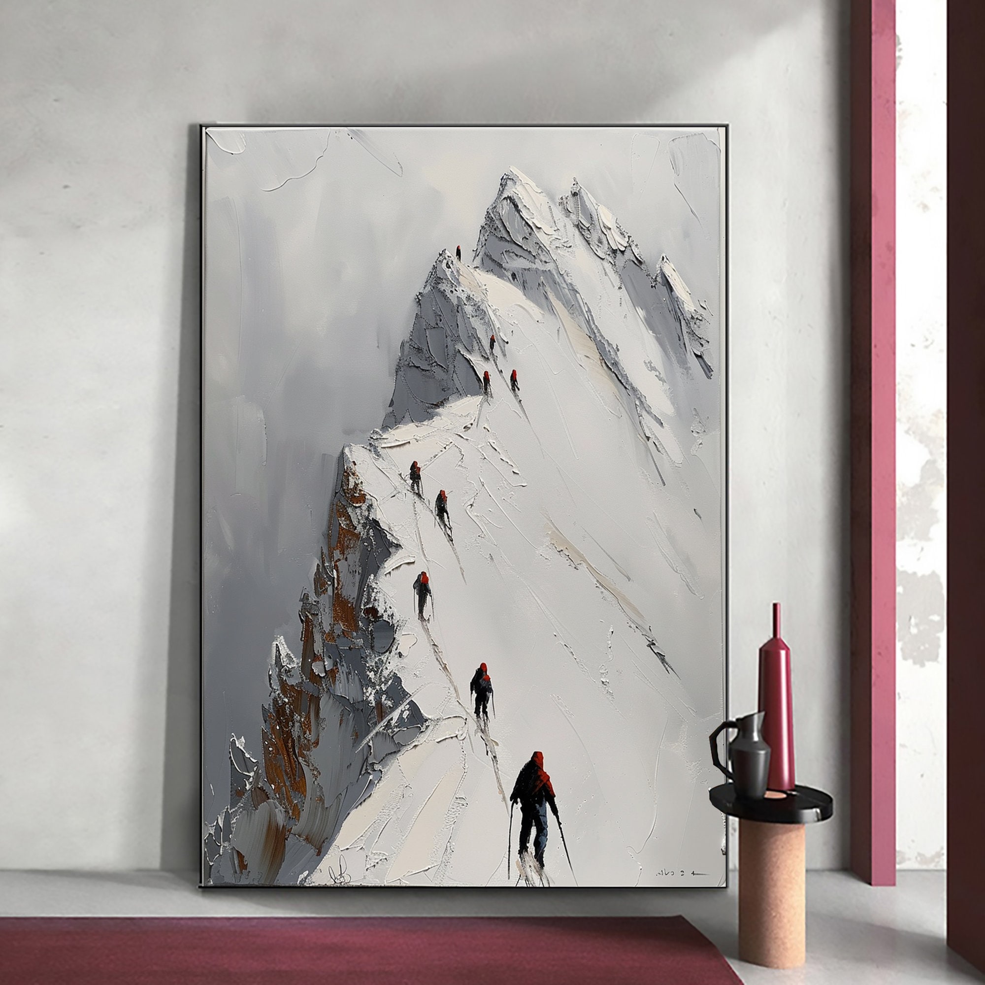 Large Abstract Mountain Climbing Oil Painting on Canvas Wall Art ...