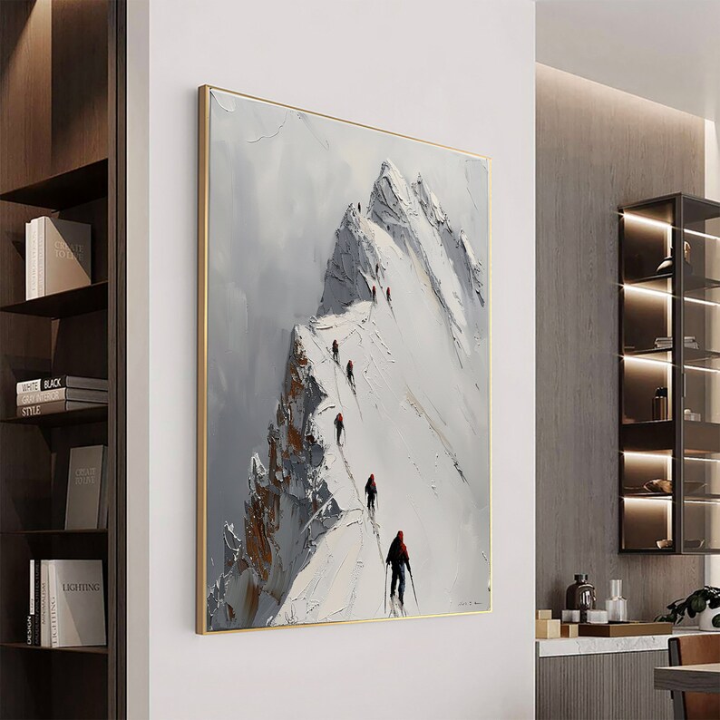 Large Abstract Mountain Climbing Oil Painting on Canvas Wall Art ...