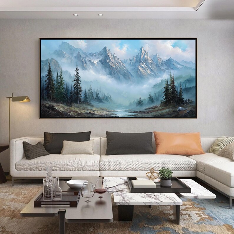 Large Abstract Landscape Oil Painting on Canvas, Original Forest ...