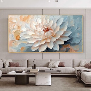 Impasto Textured 3D Flower Oil Painting, Abstract Floral Wall Decor, Large Wall Art, Original Blooming Blossom Painting, Living Room Decor