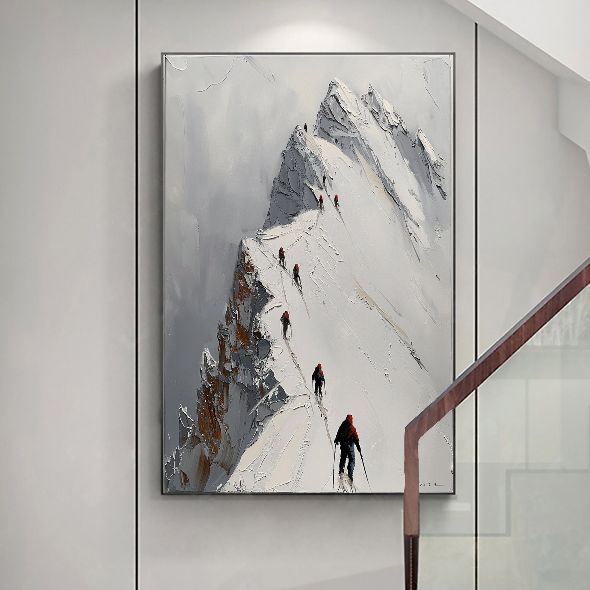 Large Abstract Mountain Climbing Oil Painting on Canvas Wall Art ...