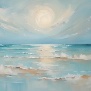 Original Blue Ocean Scenery Oil Painting On Canvas, Large Seascape Wall Art, Abstract Sea Waves Painting, Modern Living Room Home Decor
