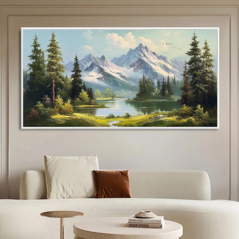 Original Natural Scenery Oil Painting on Canvas, Large Abstract Green ...