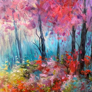 Original Forest Landscape Oil Painting on Canvas, Large Wall Art ...