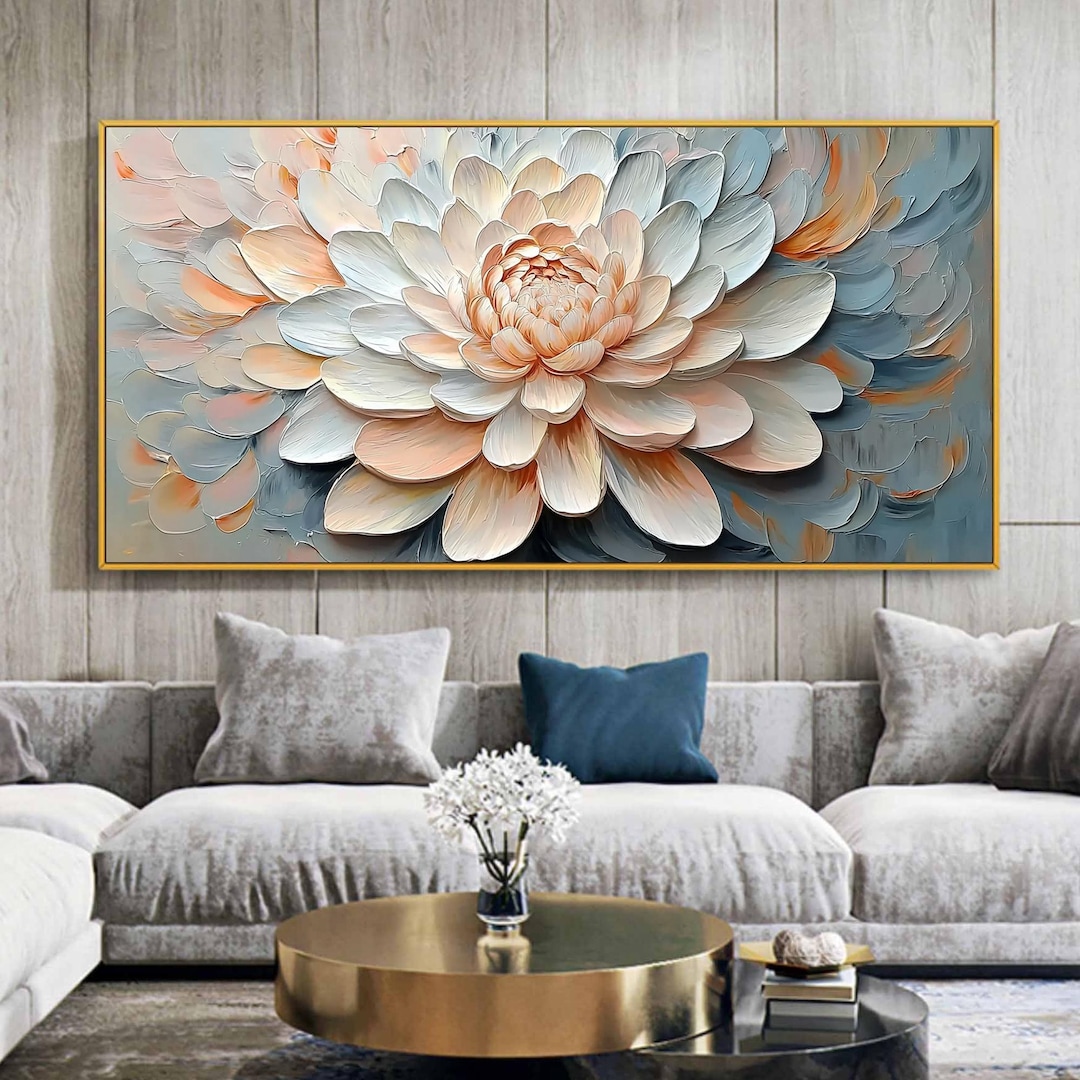 Original 3D Textured Flower Oil Painting on Canvas, Abstract Floral ...