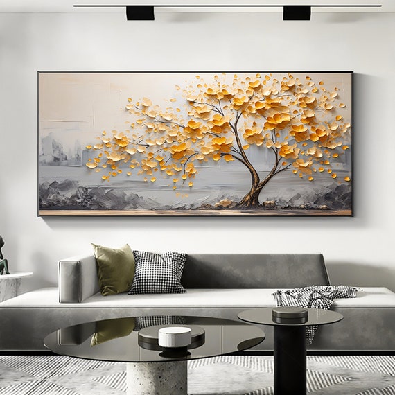 Large Original Blooming Big Tree Oil Painting on Canvas, Abstract