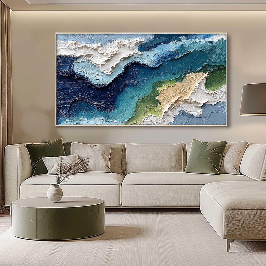 Abstract Green Oil Painting on Canvas Large Original Textured Emerald ...