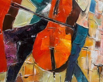 キャンバスウォールアートに描かれた大きな抽象ジャズバンドの油絵