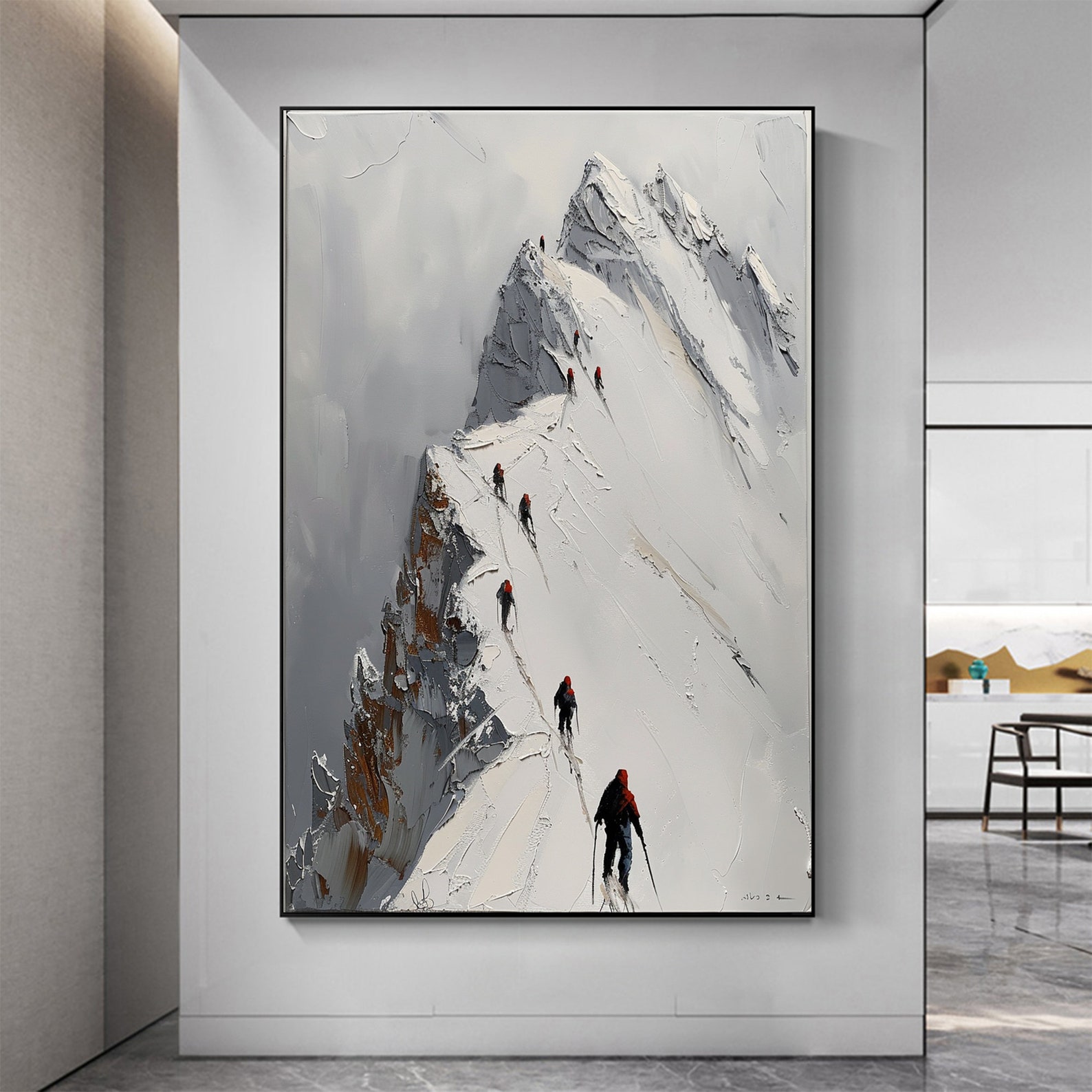 Large Abstract Mountain Climbing Oil Painting on Canvas Wall Art ...