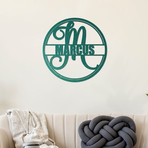 Letras de monograma de madera personalizadas, signo de apellido de círculo de madera personalizado, decoración de la pared del hogar, decoración de monograma de madera grande, signo de boda