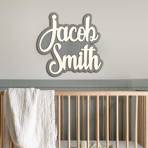 Decoración de la habitación: letrero con nombre de madera de dos capas, letrero con nombre personalizado, letrero con letras, letras 3D personalizadas, decoración de la pared del dormitorio, letrero de madera, regalo único