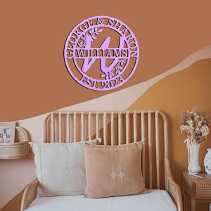 Letrero de nombre de madera personalizado, apellido personalizado, monograma de boda SVG, cafetería, letrero de puerta de madera grande con letras de madera para el hogar