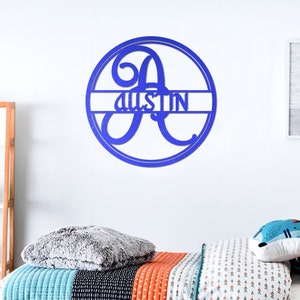 Signo de apellido personalizado - Placa de nombre de madera personalizada para escritorio o puerta, carta de monograma de madera, baby shower, decoración de la habitación con monograma de madera