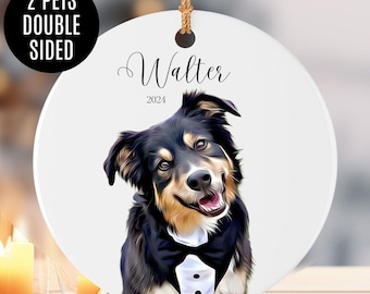 Adorno personalizado para mascotas: foto de caricatura de doble cara, regalo conmemorativo personalizado para perros