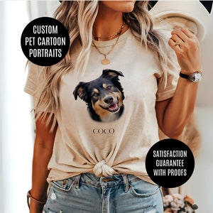 Custom Pet T-Shirt with Pet Photo and Name, Custom Dog T-Shirt, Custom Cat T Shirt, Pet Lovers Gift, Personalized Pet T-Shirt Cartoon Look