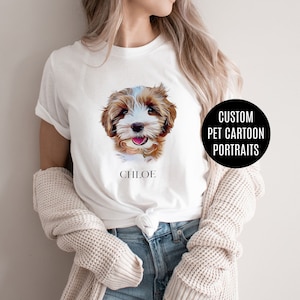Custom Pet T Shirt with Pet Photo and Name, Custom Dog T-Shirt, Custom Cat T Shirt, Pet Lovers Gift, Personalized Pet T-Shirt Cartoon Look