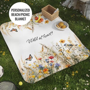 Personalized Wildflower Picnic Blanket: Custom Beach Blanket