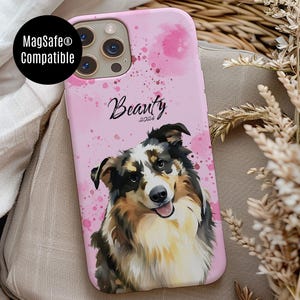Custom Dog Photo Magnetic Tough Case, Personalized Pet Phone Cover, Gift for Dog Lovers, Custom Pet Watercolor Portrait, MagSafe® Compatible