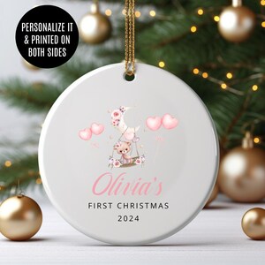 Baby&#39;s First Christmas Ornament, Personalized Girl Ornament, New Baby Ornament, Babys First Xmas, Baby Shower Gift, Baby Name Keepsake