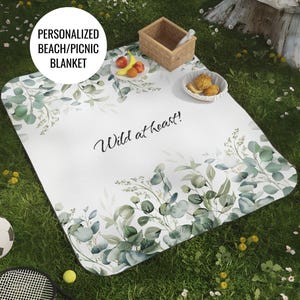 Personalized Eucalyptus Picnic Blanket: Custom Outdoor Beach Blanket
